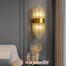 GobekUsa Art Deco LED Stainless Steel Crystal Wall Sconce, Bedroom Corridor Golden Black Wall Light