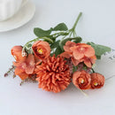 White and yellow artificial hydrangea tea rose bouquet living room by Decorbites