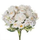 White and yellow artificial hydrangea tea rose bouquet living room by Decorbites