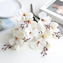 Purple & white artificial orchid magnolia bouquet living room decor by Decorbites