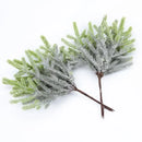 Frosted light green & gray artificial pine plants living room decor by Decorbites