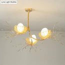 GobekUsa Artistic 3-Light Beige Nest and Egg Island Pendant with Cream Glass Shade