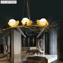 GobekUsa Artistic Aluminum Wire Nest Island Lamp with Wood Egg and Bird: A Unique Suspension for Dining Room