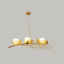 GobekUsa Artistic Aluminum Wire Nest Island Lamp with Wood Egg and Bird: A Unique Suspension for Dining Room
