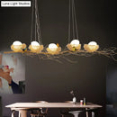 GobekUsa Artistic Aluminum Wire Nest Island Lamp with Wood Egg and Bird: A Unique Suspension for Dining Room