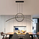 GobekUsa Artistic Metal Dining Room LED Ceiling Light Fixture with Ring and Arc Island Pendant