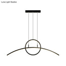 GobekUsa Artistic Metal Dining Room LED Ceiling Light Fixture with Ring and Arc Island Pendant