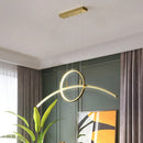 GobekUsa Artistic Metal Dining Room LED Ceiling Light Fixture with Ring and Arc Island Pendant
