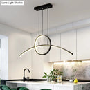 GobekUsa Artistic Metal Dining Room LED Ceiling Light Fixture with Ring and Arc Island Pendant