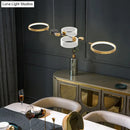 GobekUsa Artistic Metal LED Ceiling Pendant Light for Dining Room - Gold Ring Island Fixture