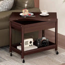 GobekUsa Ash Wood Cart Coffee Table with Folding Desktop Storage