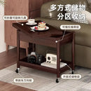 GobekUsa Ash Wood Cart Coffee Table with Folding Desktop Storage