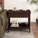 GobekUsa Ash Wood Cart Coffee Table with Folding Desktop Storage