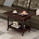 GobekUsa Ash Wood Cart Coffee Table with Folding Desktop Storage