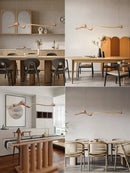 GobekUsa Ash Wood LED Pendant Lights: Dimmable, RC/APP Controlled for Indoor Decor.