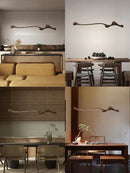 GobekUsa Ash Wood LED Pendant Lights: Dimmable, RC/APP Controlled for Indoor Decor.
