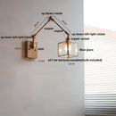 GobekUsa Ash Wood LED Swing Arm Wall Light with Pull Chain Switch & Blue Glass