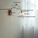 GobekUsa Ash Wood LED Swing Arm Wall Light with Pull Chain Switch & Blue Glass
