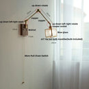 GobekUsa Ash Wood LED Swing Arm Wall Light with Pull Chain Switch & Blue Glass
