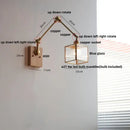 GobekUsa Ash Wood LED Swing Arm Wall Light with Pull Chain Switch & Blue Glass