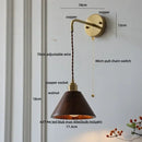 GobekUsa Ash Wood LED Wall Lamp with Pull Chain Switch for Home Decor