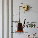 GobekUsa Ash Wood LED Wall Lamp with Pull Chain Switch for Home Decor