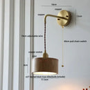 GobekUsa Ash Wood LED Wall Lamp with Pull Chain Switch for Home Decor