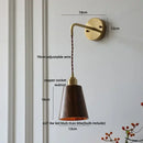 GobekUsa Ash Wood LED Wall Lamp with Pull Chain Switch for Home Decor