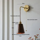 GobekUsa Ash Wood LED Wall Lamp with Pull Chain Switch for Home Decor