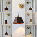 GobekUsa Ash Wood LED Wall Lamp with Pull Chain Switch for Home Decor
