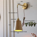 GobekUsa Ash Wood LED Wall Lamp with Pull Chain Switch for Home Decor