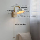 GobekUsa Ash Wood LED Wall Light Fixture with Pull Chain Switch, Modern Nordic Design