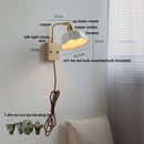 GobekUsa Ash Wood LED Wall Light Fixture with Pull Chain Switch, Modern Nordic Design