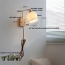 GobekUsa Ash Wood LED Wall Light Fixture with Pull Chain Switch, Modern Nordic Design