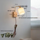 GobekUsa Ash Wood LED Wall Light Fixture with Pull Chain Switch, Modern Nordic Design