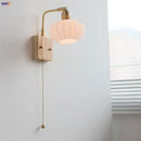 GobekUsa Ash Wood LED Wall Light Fixture with Pull Chain Switch, Modern Nordic Design