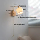 GobekUsa Ash Wood LED Wall Light Fixture with Pull Chain Switch, Modern Nordic Design
