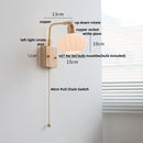 GobekUsa Ash Wood LED Wall Light Fixture with Pull Chain Switch, Modern Nordic Design