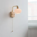 GobekUsa Ash Wood LED Wall Light Fixture with Pull Chain Switch, Modern Nordic Design