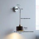 GobekUsa Ash Wood LED Wall Light with Pull Chain Switch – Japanese Style Bedside Lamp