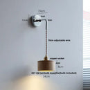 GobekUsa Ash Wood LED Wall Light with Pull Chain Switch – Japanese Style Bedside Lamp