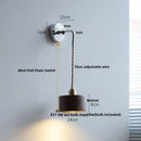 GobekUsa Ash Wood LED Wall Light with Pull Chain Switch – Japanese Style Bedside Lamp