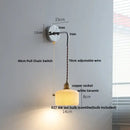 GobekUsa Ash Wood LED Wall Light with Pull Chain Switch – Japanese Style Bedside Lamp