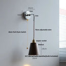 GobekUsa Ash Wood LED Wall Light with Pull Chain Switch – Japanese Style Bedside Lamp