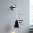 GobekUsa Ash Wood LED Wall Light with Pull Chain Switch – Japanese Style Bedside Lamp