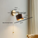 GobekUsa Ash Wood LED Wall Lights Living Room Porch Stair Nordic Modern Up Down Rotate Pull Chain Switch Bedside Lamp