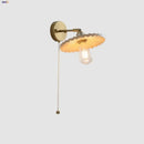 GobekUsa Ash Wood LED Wall Lights Living Room Porch Stair Nordic Modern Up Down Rotate Pull Chain Switch Bedside Lamp