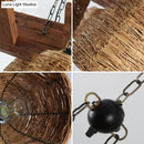 GobekUsa Asia Rattan Island Dining Room Light Fixture, Brown Tapered Suspension