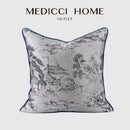 GobekUsa Asian Landscape Painting Jacquard Square Pillow Cover 45x45cm