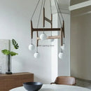 GobekUsa ASTRA Wood Pendant Light Multi Head LED Chandelier Interior Decor Lamp